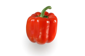 Isolated red sweet pepper standing on white background