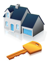 Pavillon bourgeois et clé (reflet)