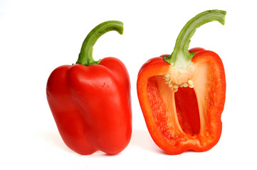 Red paprika isolated on white background