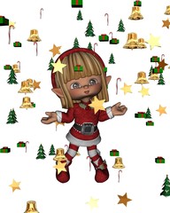 Christmas Elf with festive confetti