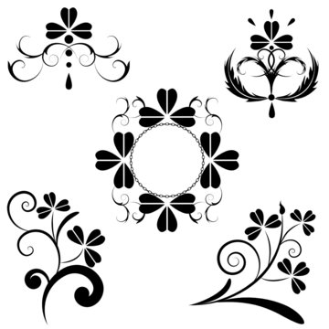 set of the floral design with clover