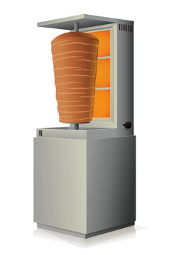 Machine &agrave; kebab allum&eacute;e (reflet)