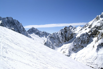 Fototapeta na wymiar Ski resort. Caucasus Mountains. Dombaj.