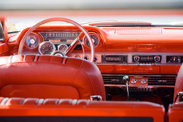 Classic car with red interior - Powered by Adobe