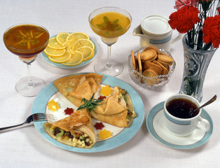 Crepes and snack for tea