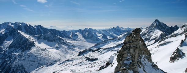 Panoramic view of Hintertux glacier in Austria