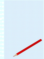 vector checkered paper with red pencil