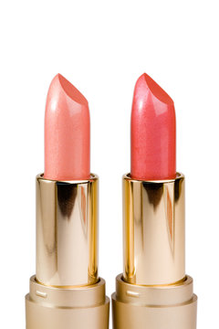 Two lipsticks luxury isolated on a white background.