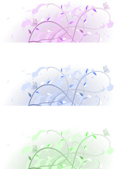 Fototapeta na wymiar floral spring banners in pastel colours on white