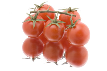 Red tomato on white close up