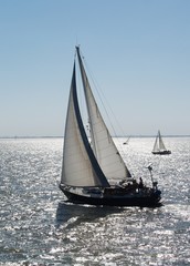 Segelschiff im Gegenlicht