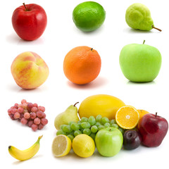 Naklejka na ściany i meble page of fruits isolated on the white