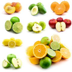page of fruits isolated on the white