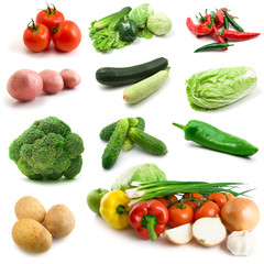 page of vegetables isolated on the white