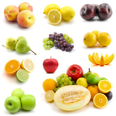 page of fruits isolated on white