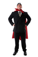 Super Businessman With Cape and Goggles