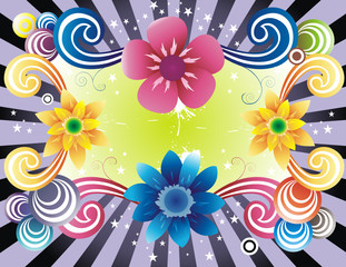 Fototapeta premium Fantasy shapes and flowers vector composition