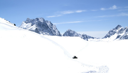 Fototapeta na wymiar Ski resort. Caucasus Mountains. Dombaj