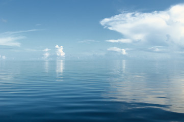 background of ocean and blue cloudy sky