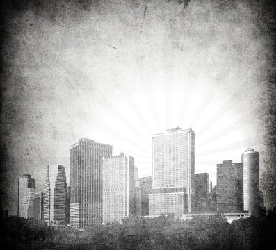 grunge image of new york skyline