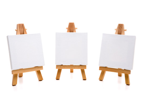 Three Empty White Painting Canvas