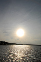 watt, strand, sonnenuntergang