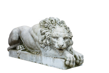Fototapeta na wymiar sculpture of lion with clipping path