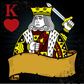 King of Hearts with banner tattoo style illustration