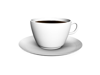 3d cup with coffe isolated on white