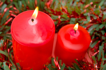 Red candles of Christmas lit