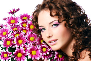 Naklejka premium woman with flowers