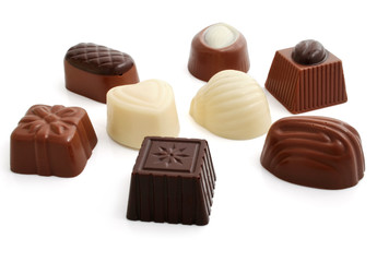 sweet chocolate candies group isolated