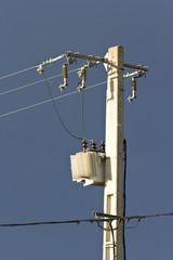 Obraz premium high voltage overhead power cables