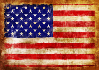 USA old painted flag