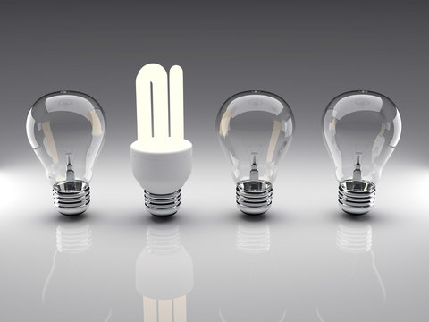 Light bulbs 3d rendering