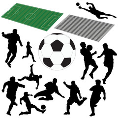 Fototapeta na wymiar football team, playing-field and soccer ball vector