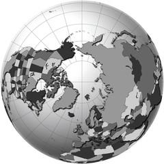 Globe over the North Pole
