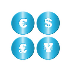 Blue Metal Money Symbols