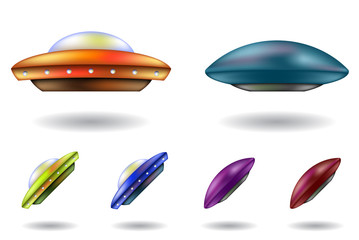 colourful unidentified flying objects vector cartoons isolated