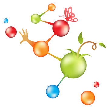 dna molecules and origins of life vector illustration