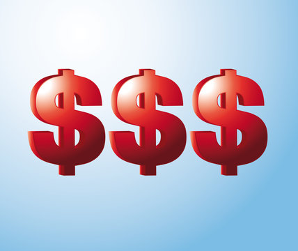 3d red dollars background