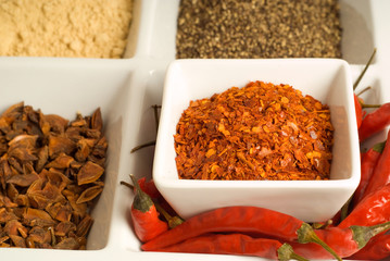 Spices in dishes