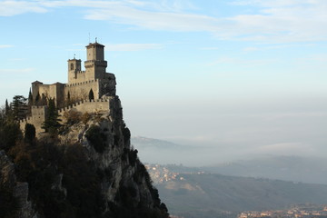 The castle on a mountain in San-Marino