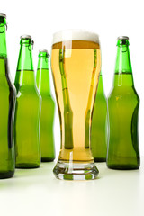 Glass and bottle of beer