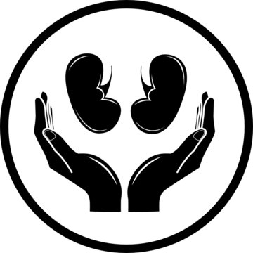 Protection of kidneys. Vector medical icon. Black and white.