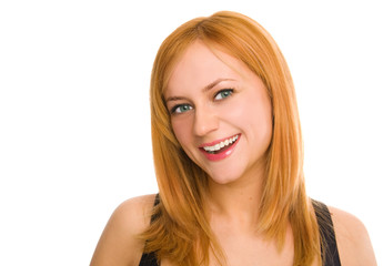 Naklejka premium Beautiful green-eyed smiling woman