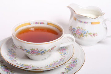 A cup of tea with milk