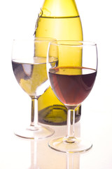 Bottle and two glasses