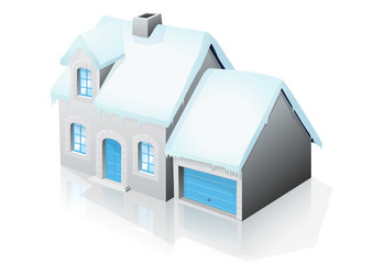 Pavillon bourgeois sous la neige (reflet)