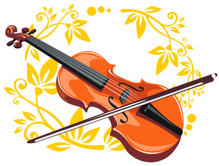 violin and floral pattern © Tatyana Okhitina